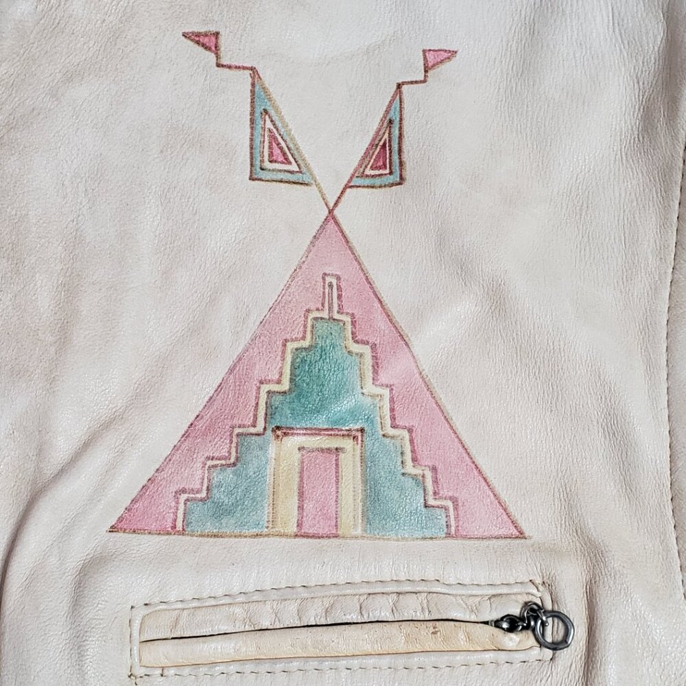Ralph Lauren Country Polo Women Leather Vest Native American USA made 80s Vtg - Picture 6 of 16